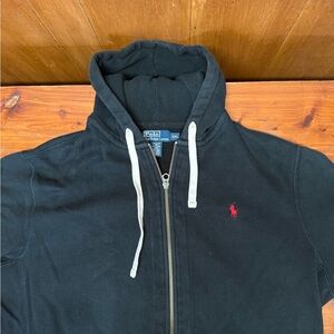 Ralph Lauren Men’s Black Zip Hoodie with Red Pony Logo